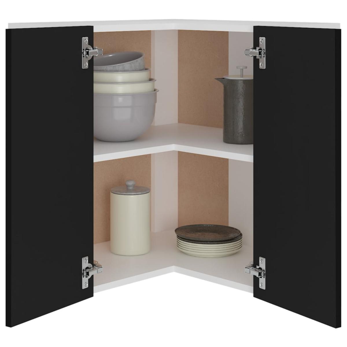 Armario colgante esquina madera contrachapada negro 57x57x60 cm