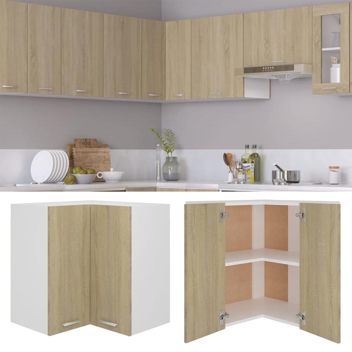 Armario colgante esquina contrachapada roble Sonoma 57x57x60 cm