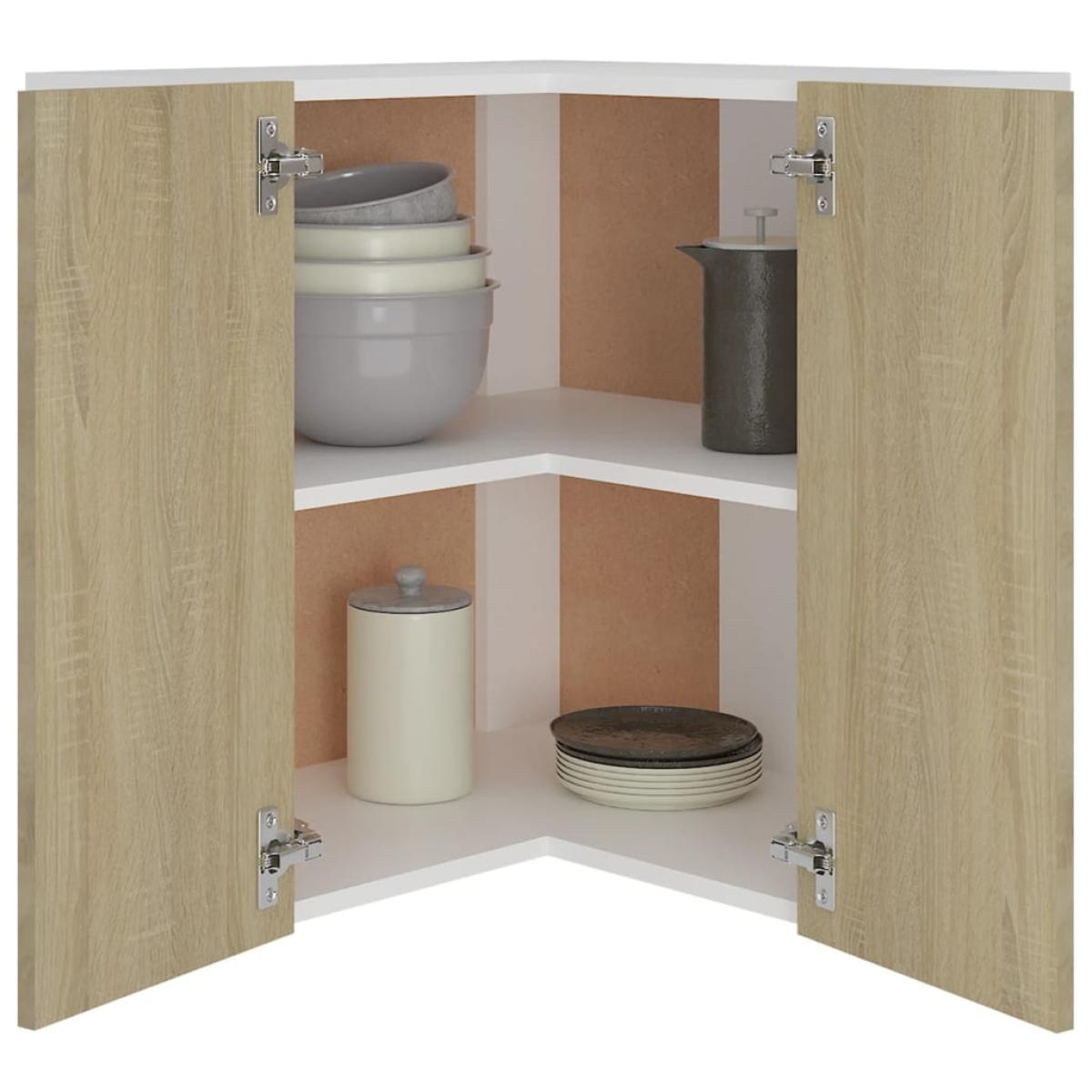 Armario colgante esquina contrachapada roble Sonoma 57x57x60 cm