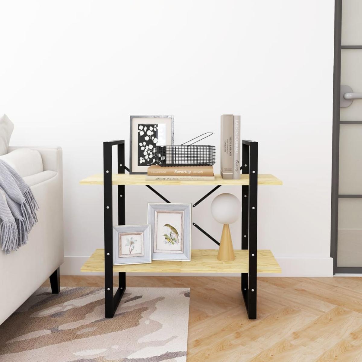 Estantería 2 niveles madera maciza de pino 80x30x70 cm