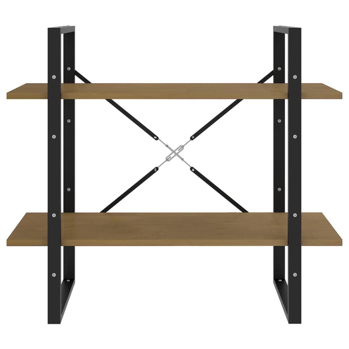 Estantería 2 niveles madera maciza de pino marrón 80x30x70 cm