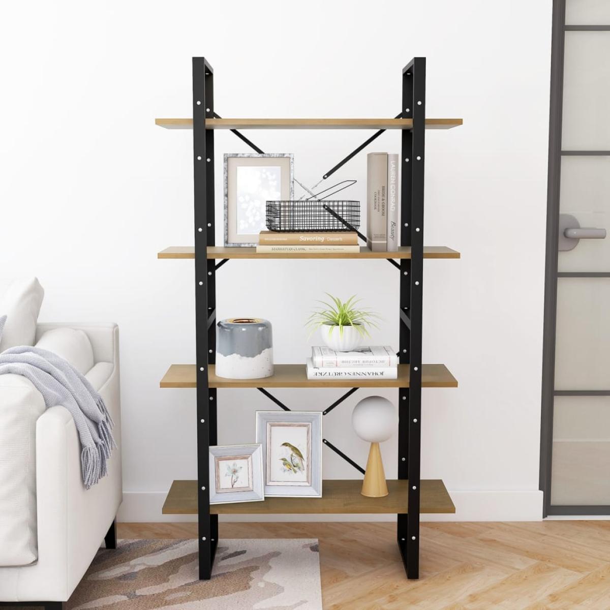 Estantería 4 niveles madera maciza de pino marrón 80x30x140 cm