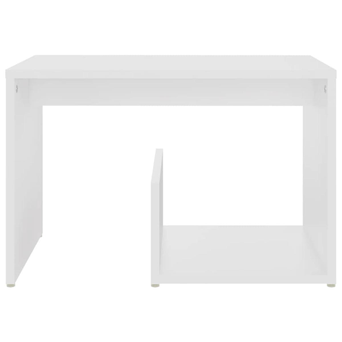 Mesa auxiliar de madera contrachapada blanco 59x36x38 cm