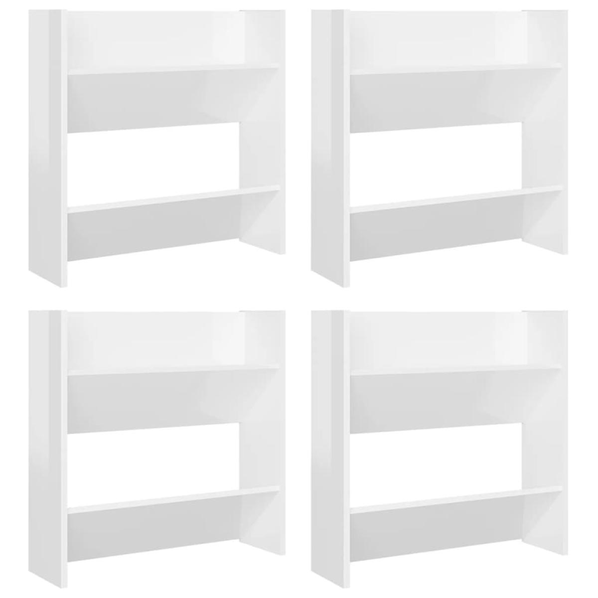 Zapateros de pared 4 uds contrachapada blanco brillo 60x18x60cm