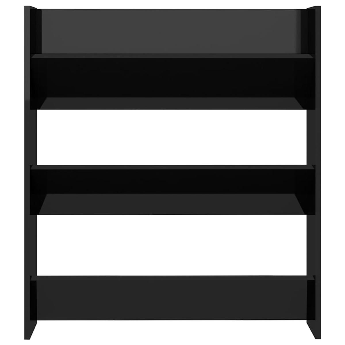 Zapatero de pared madera contrachapada negro brillo 80x18x90 cm