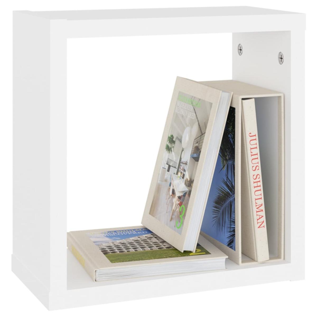 Estantes cubo de pared 4 uds aglomerado blanco 30x15x30 cm