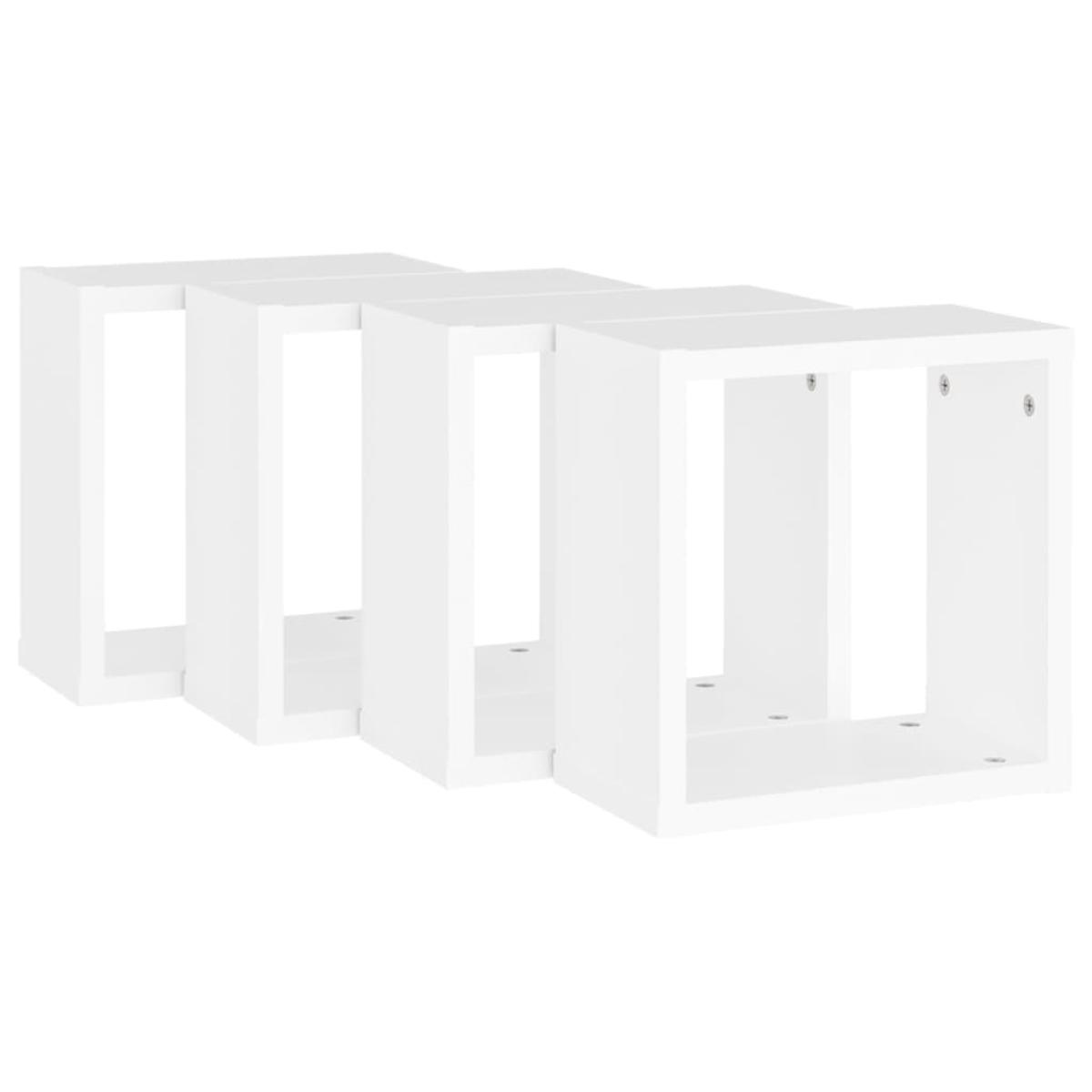 Estantes cubo de pared 4 uds aglomerado blanco 30x15x30 cm
