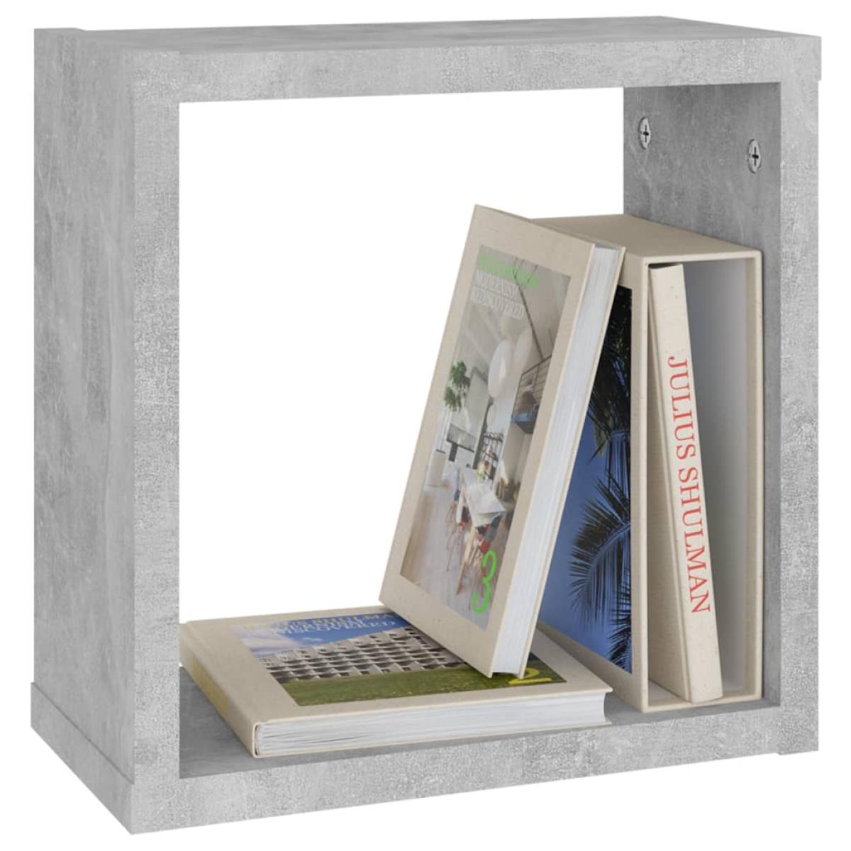 Estante cubo pared 4 uds gris hormigón 30x15x30 cm
