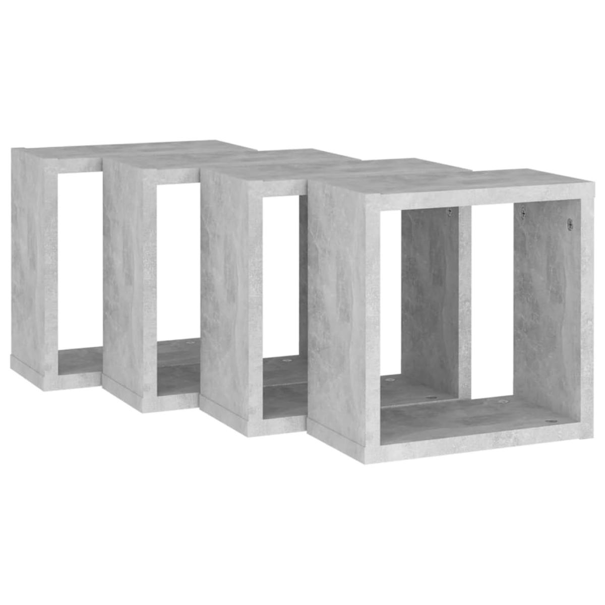 Estante cubo pared 4 uds gris hormigón 30x15x30 cm