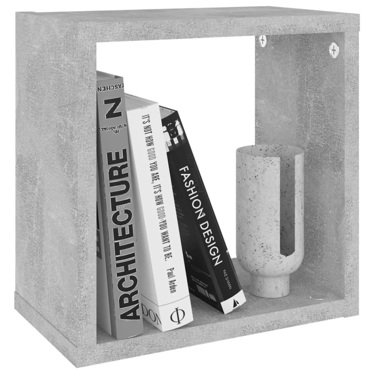Estante cubo pared 6 uds gris hormigón 26x15x26 cm