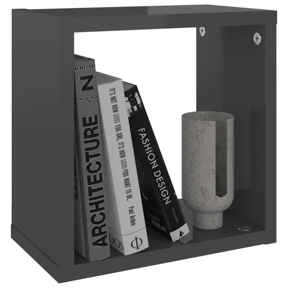 Estantes cubos pared 6 uds gris brillante 26x15x26 cm