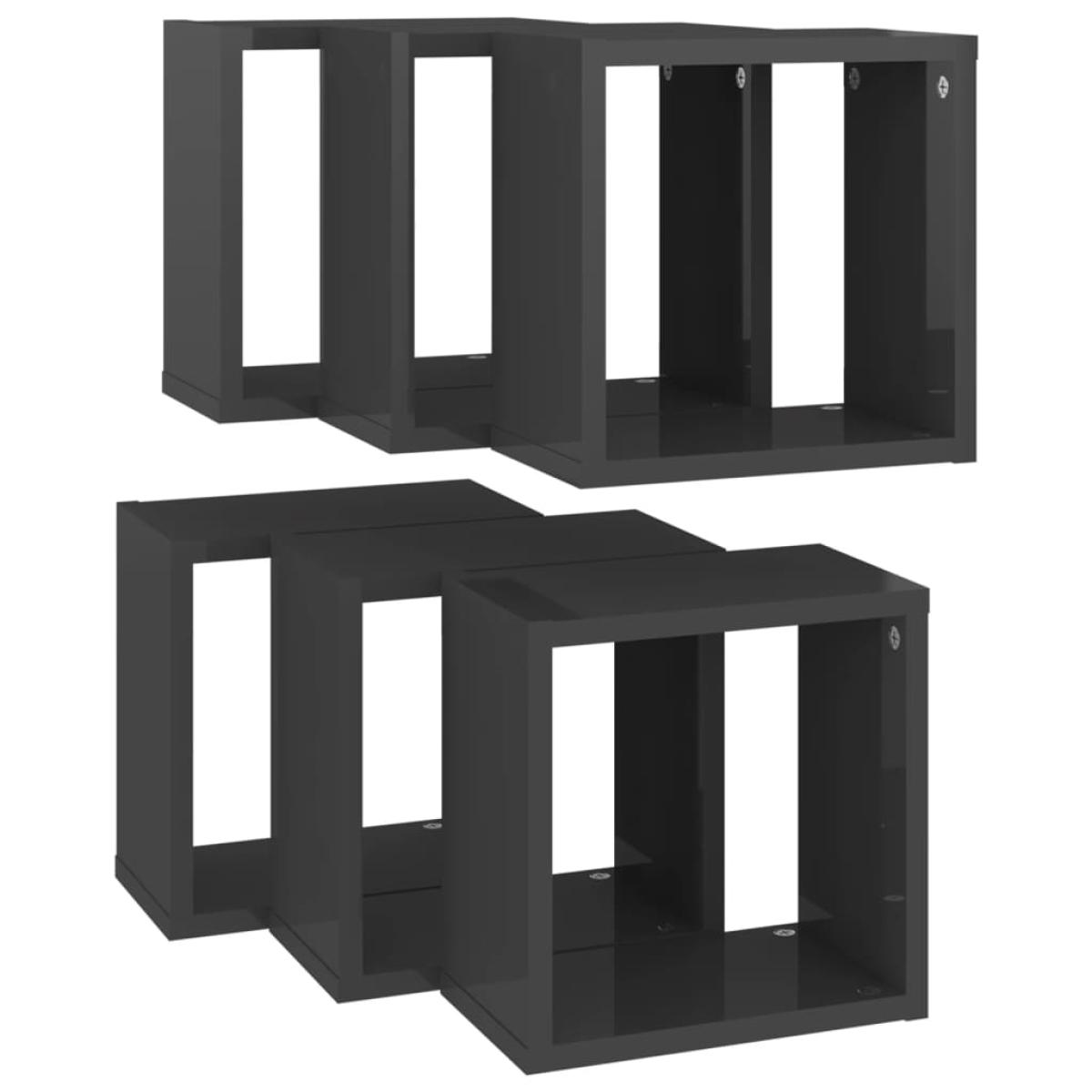 Estantes cubos pared 6 uds gris brillante 26x15x26 cm