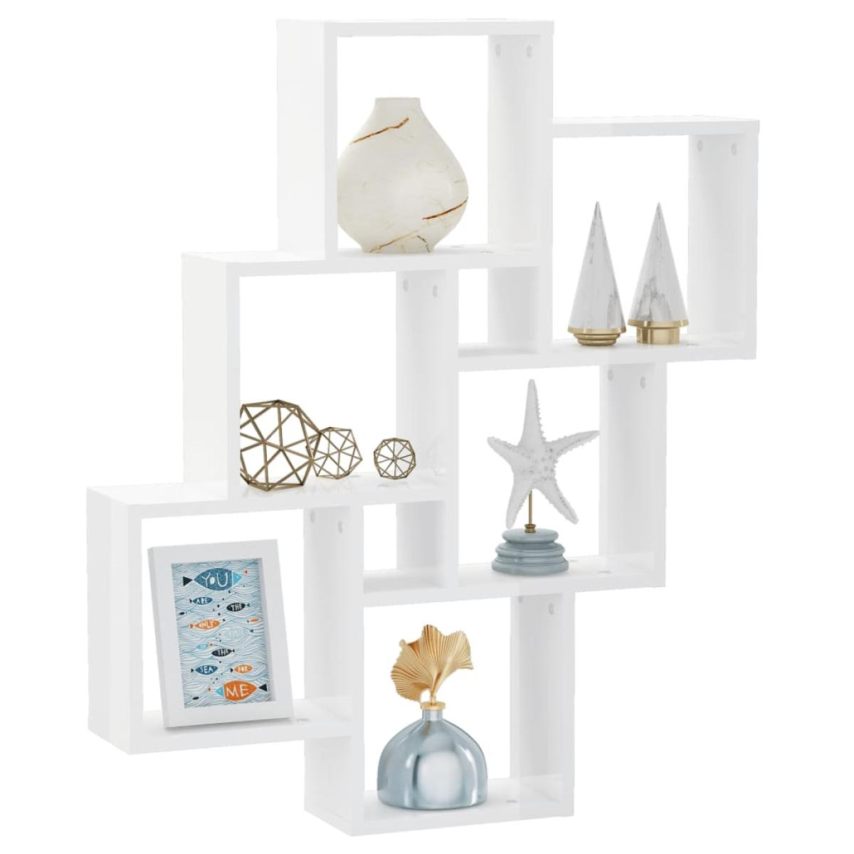 Estante de cubo de pared aglomerado blanco brillante 78x15x93cm