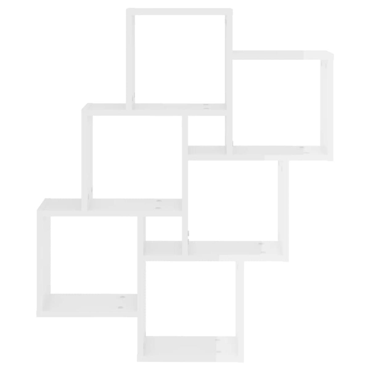 Estante de cubo de pared aglomerado blanco brillante 78x15x93cm