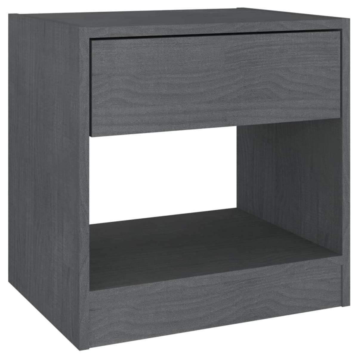 Mesitas de noche 2 uds madera maciza de pino gris 40x31x40 cm