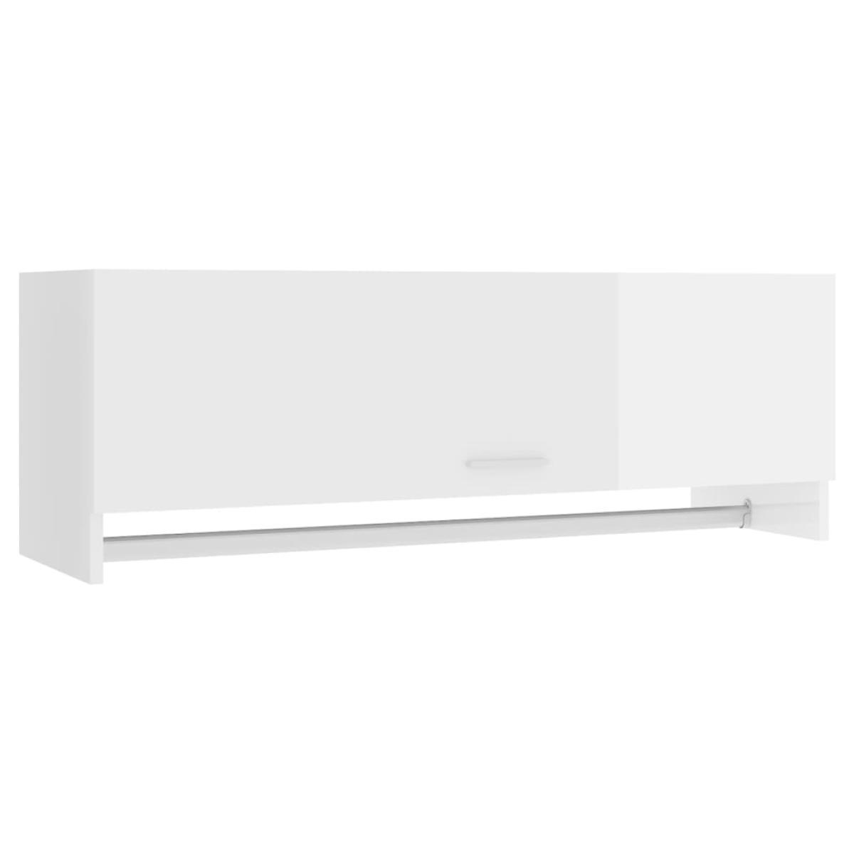 Armario de madera contrachapada blanco brillante 100x32,5x35 cm