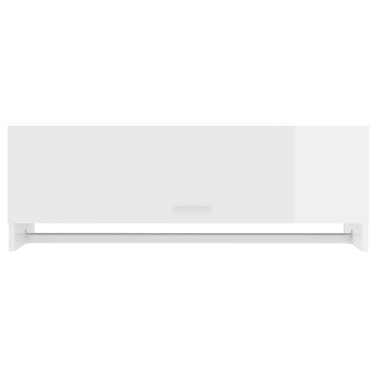 Armario de madera contrachapada blanco brillante 100x32,5x35 cm