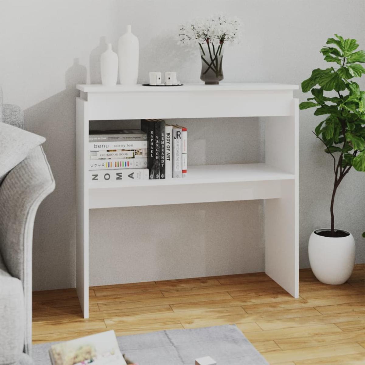 Mesa consola de aglomerado blanco 80x30x80 cm