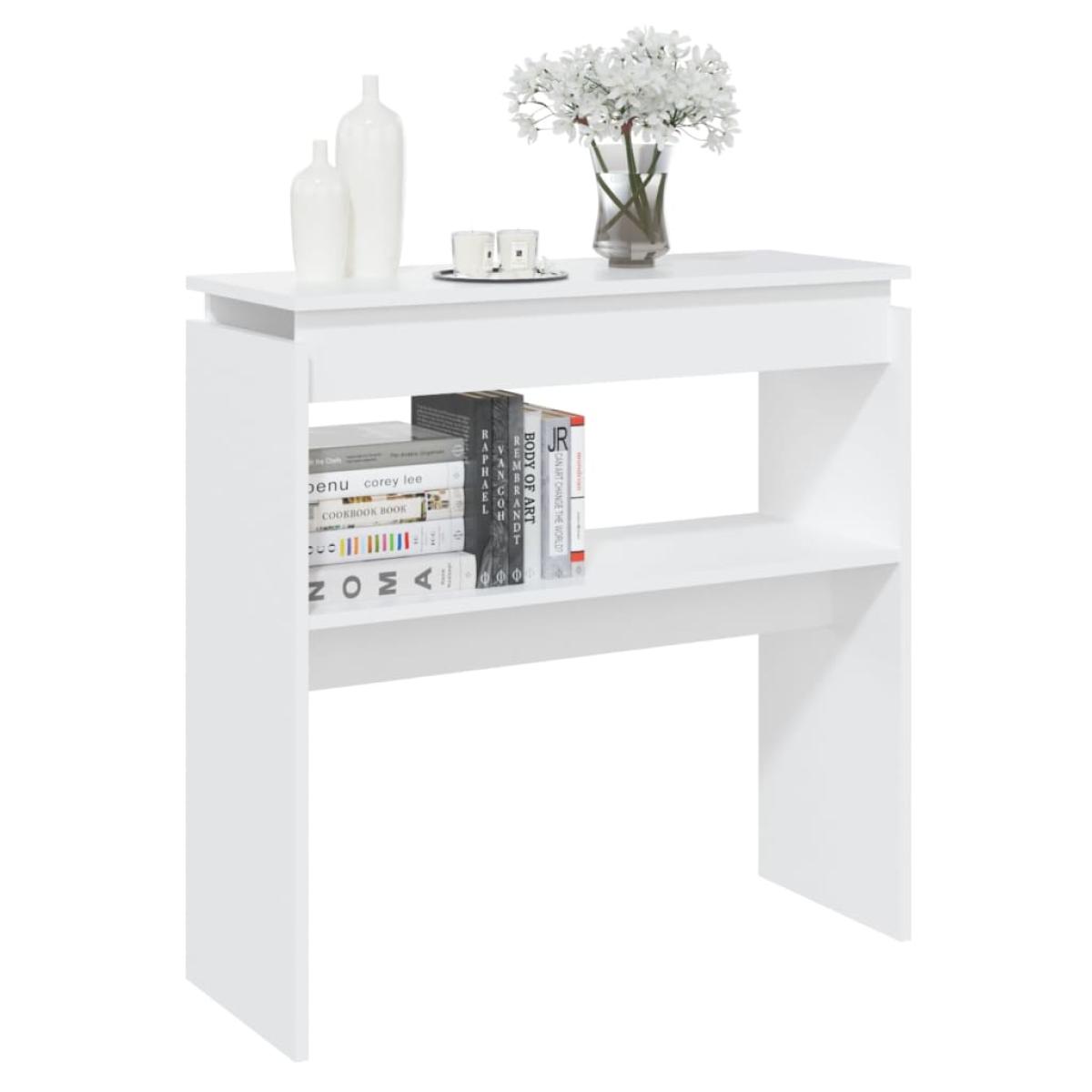 Mesa consola de aglomerado blanco 80x30x80 cm
