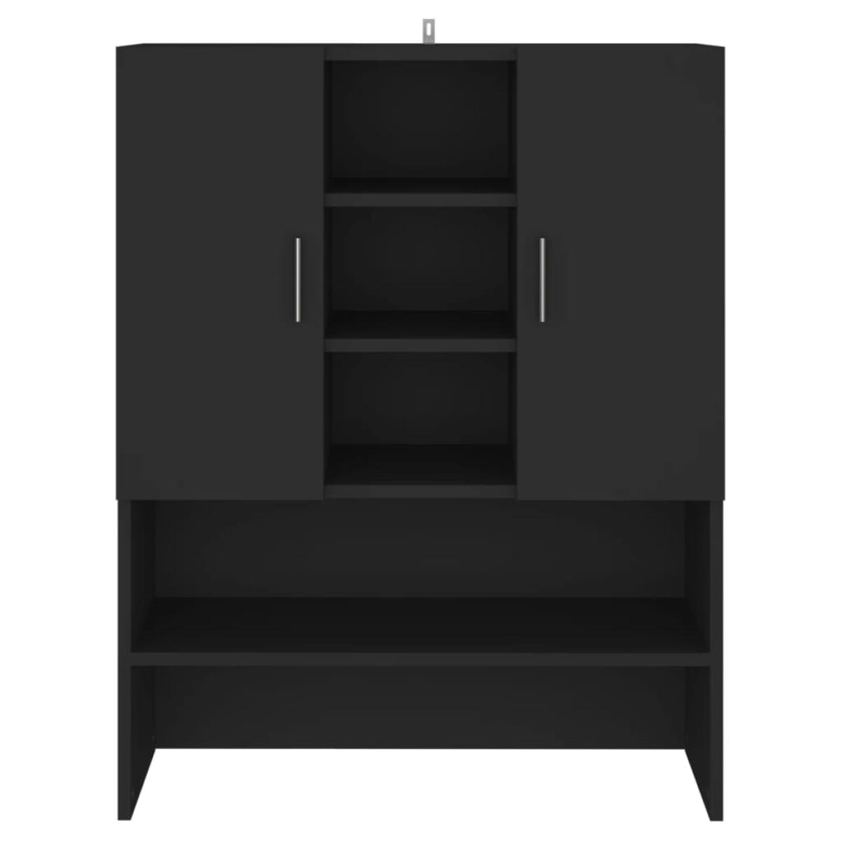Armario de lavadora negro 70,5x25,5x90 cm