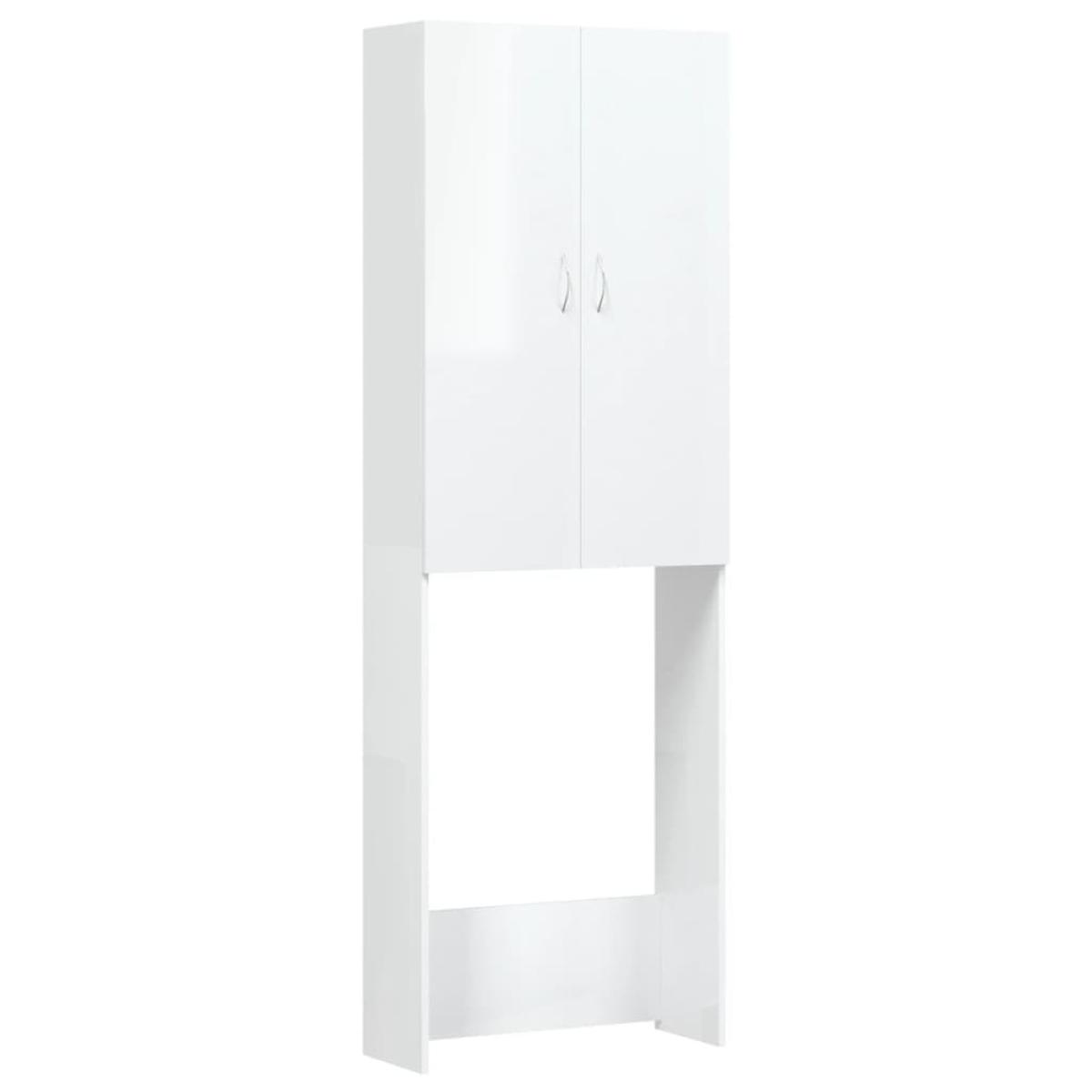 Armario de lavadora blanco brillante 64x25,5x190 cm