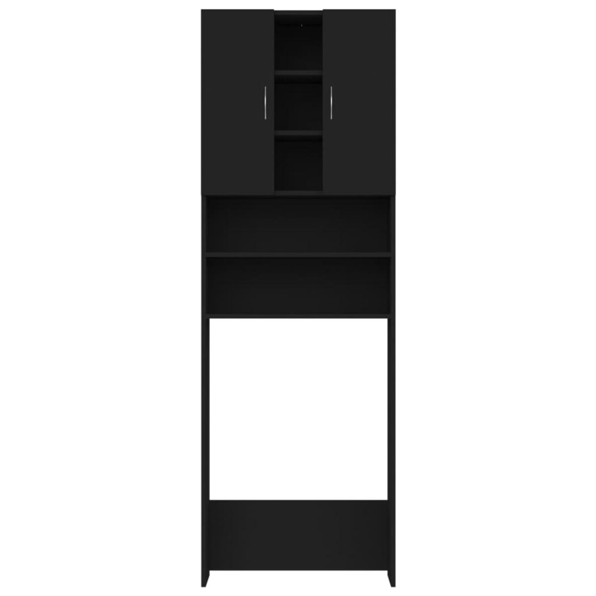 Armario de lavadora negro 64x25,5x190 cm