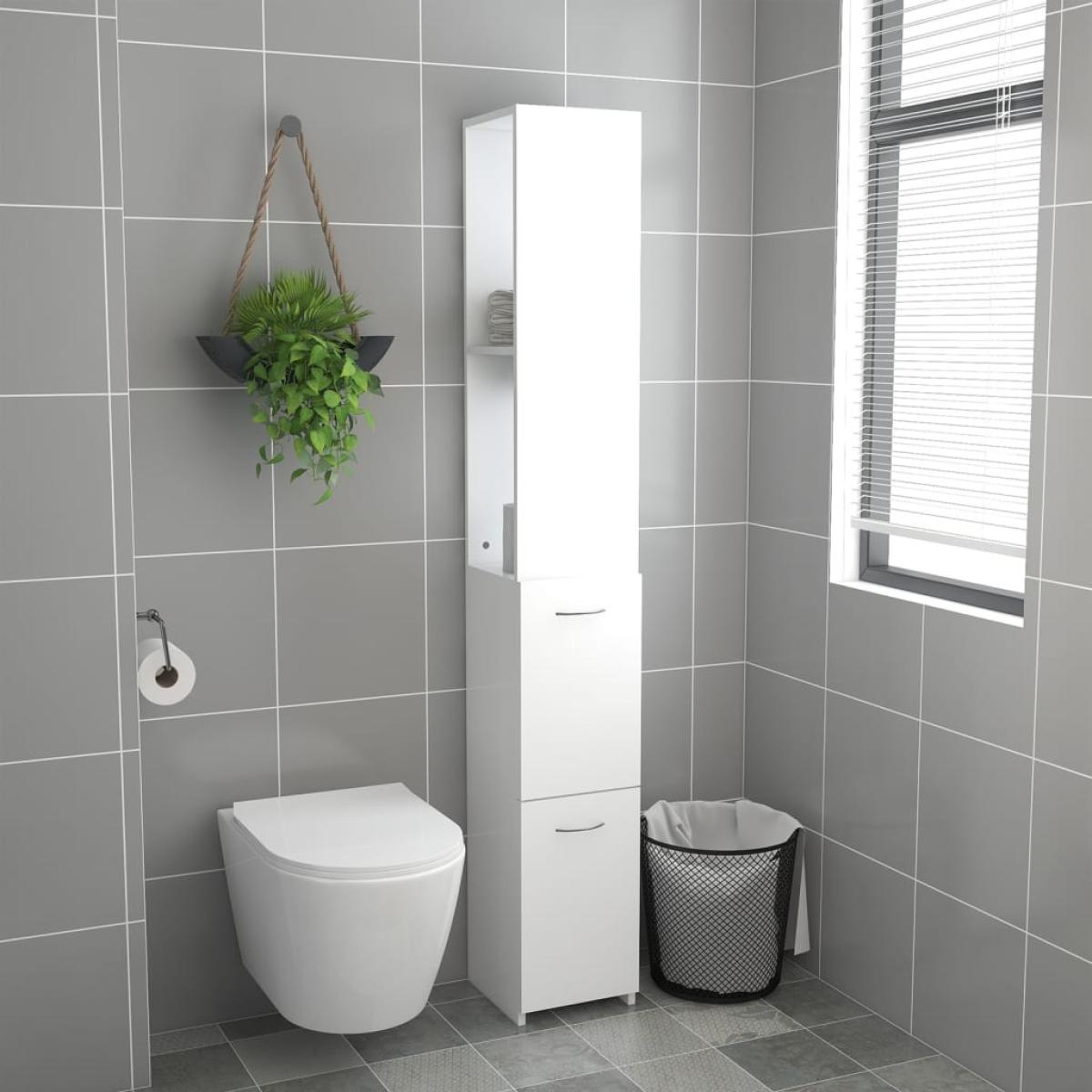 Armario de cuarto de baño aglomerado blanco 25x25x170 cm