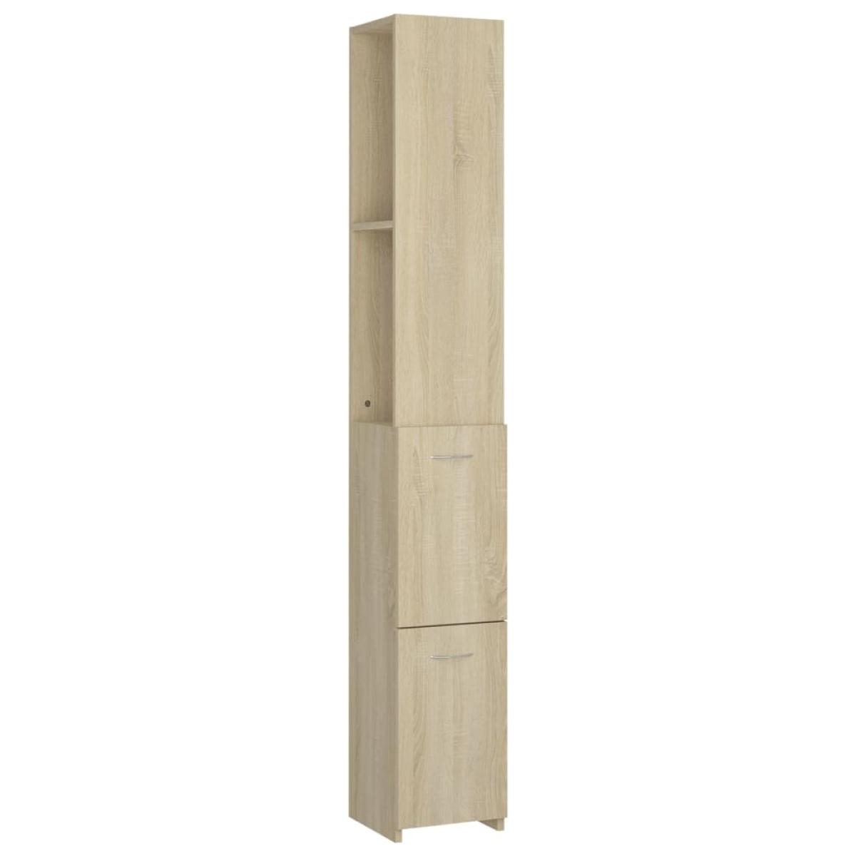 Armario de cuarto de baño aglomerado sonoma 25x25x170 cm