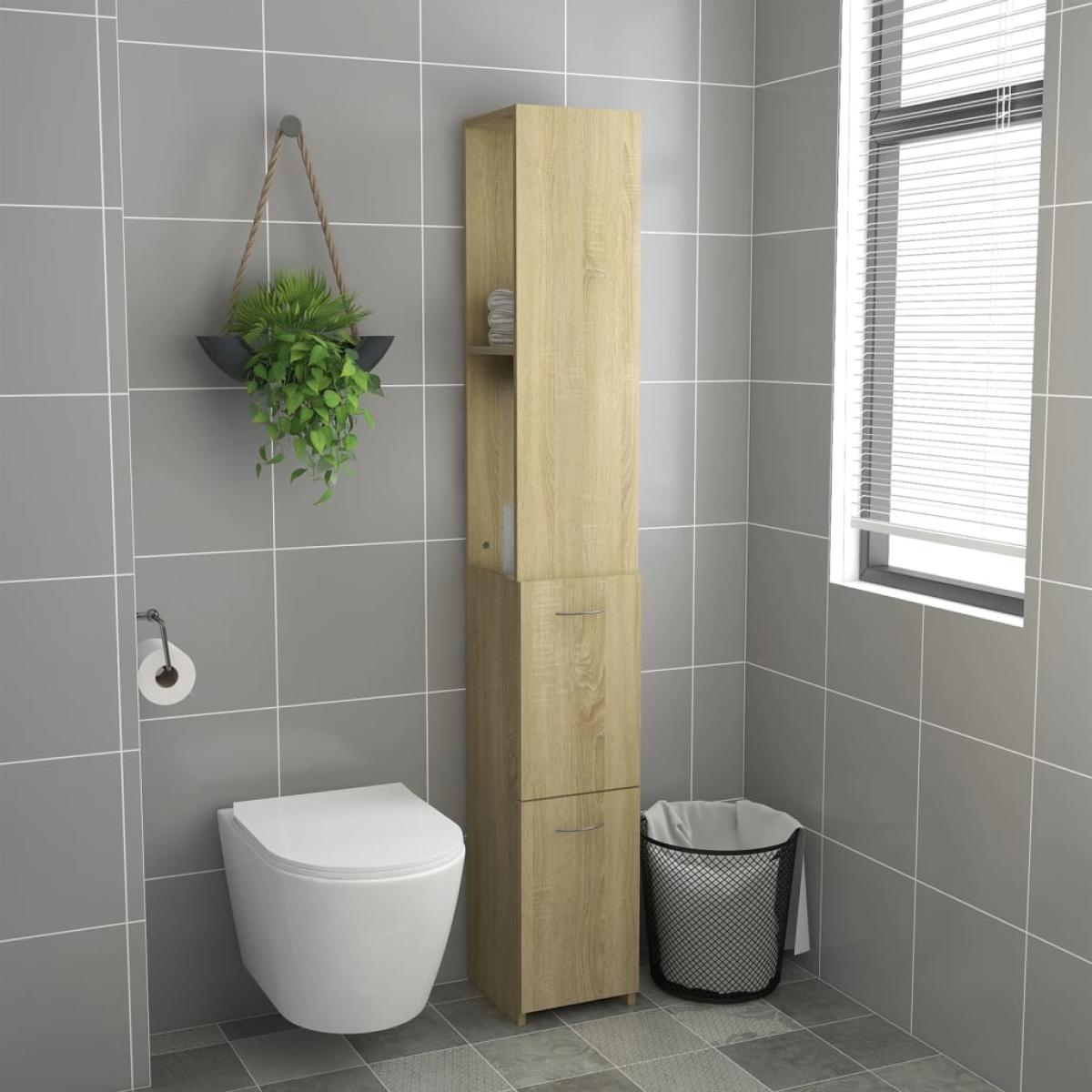 Armario de cuarto de baño aglomerado sonoma 25x25x170 cm