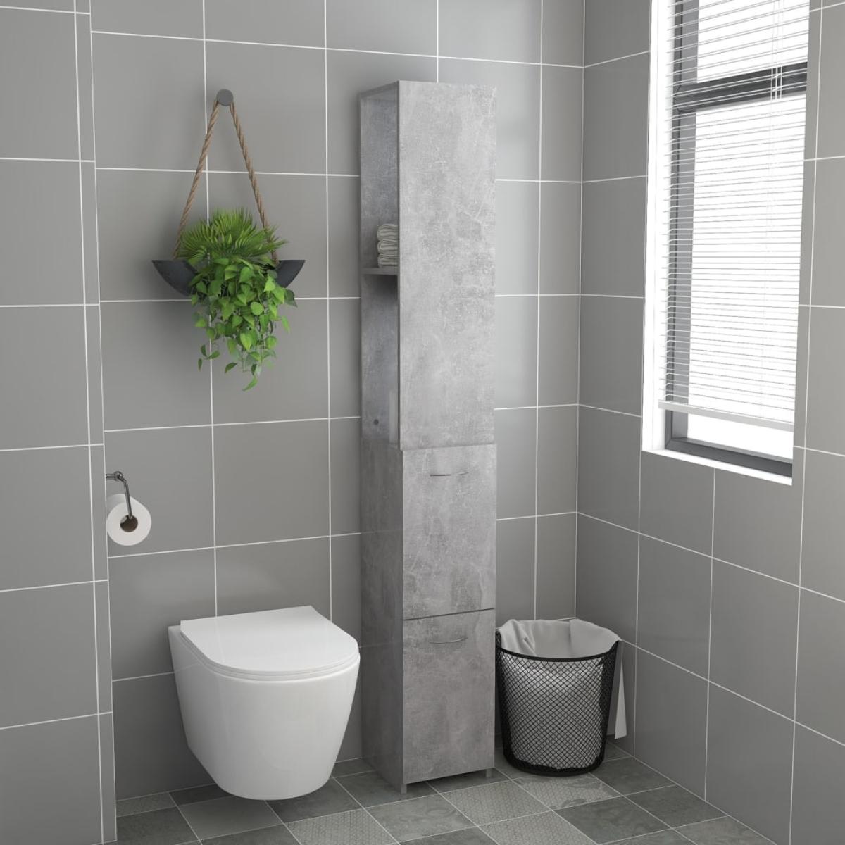 Armario de cuarto de baño aglomerado gris hormigón 25x25x170 cm