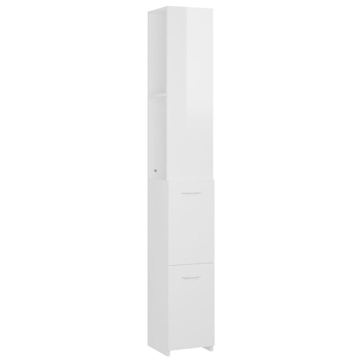 Armario de baño madera contrachapada blanco brillo 25x25x170 cm