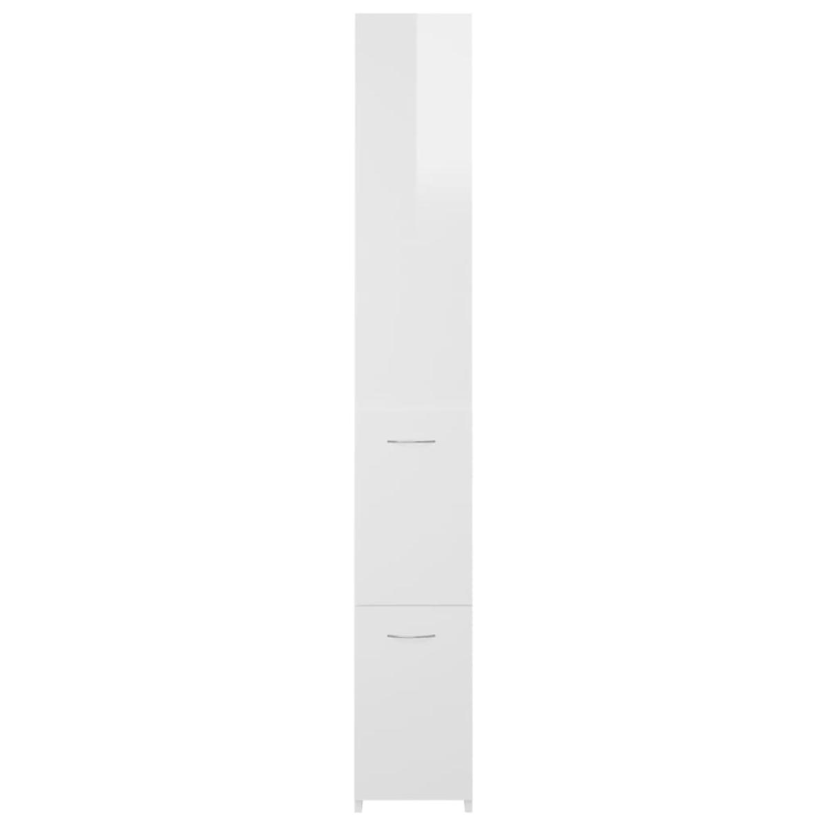 Armario de baño madera contrachapada blanco brillo 25x25x170 cm