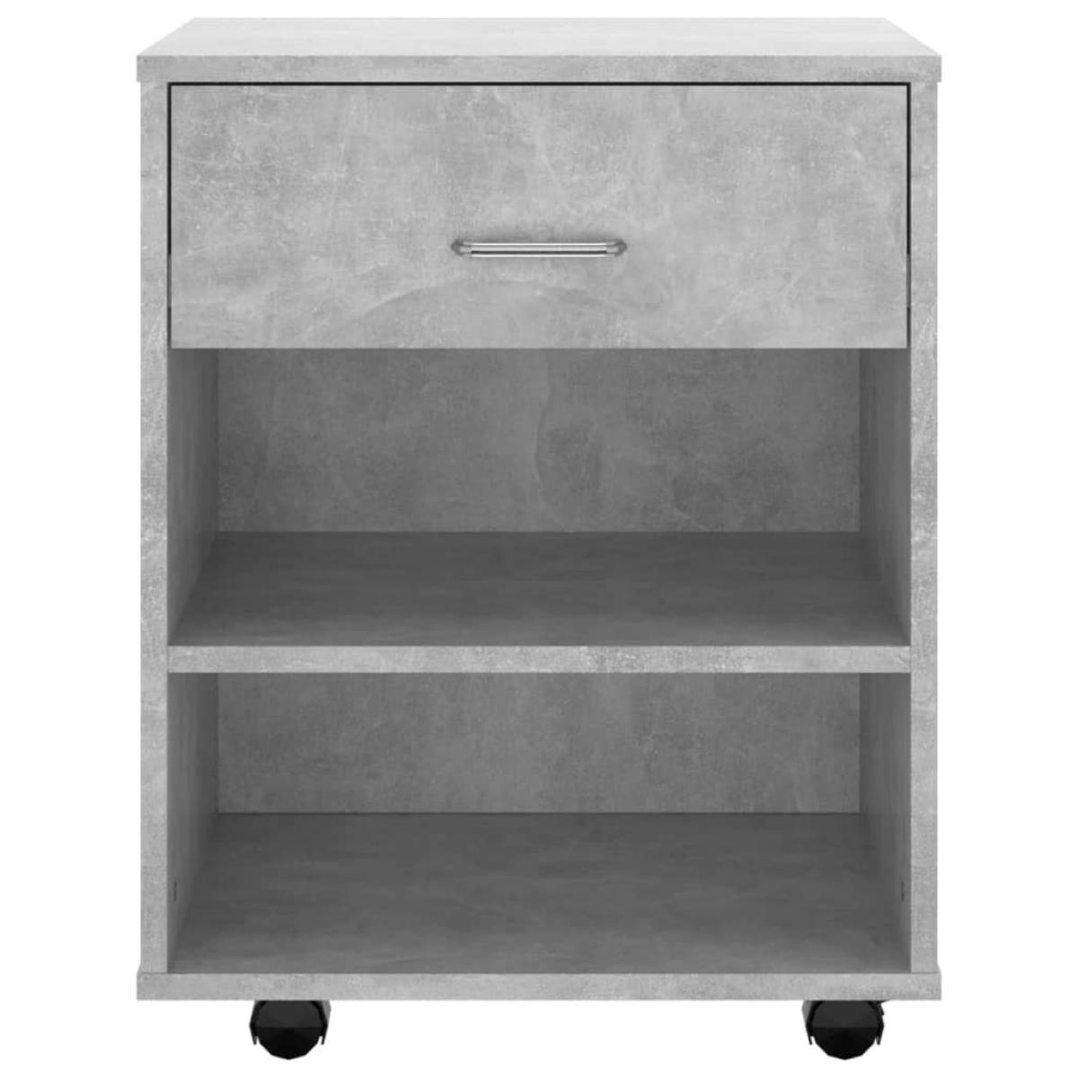 Armario ruedas madera contrachapada gris hormigón 46x36x59 cm