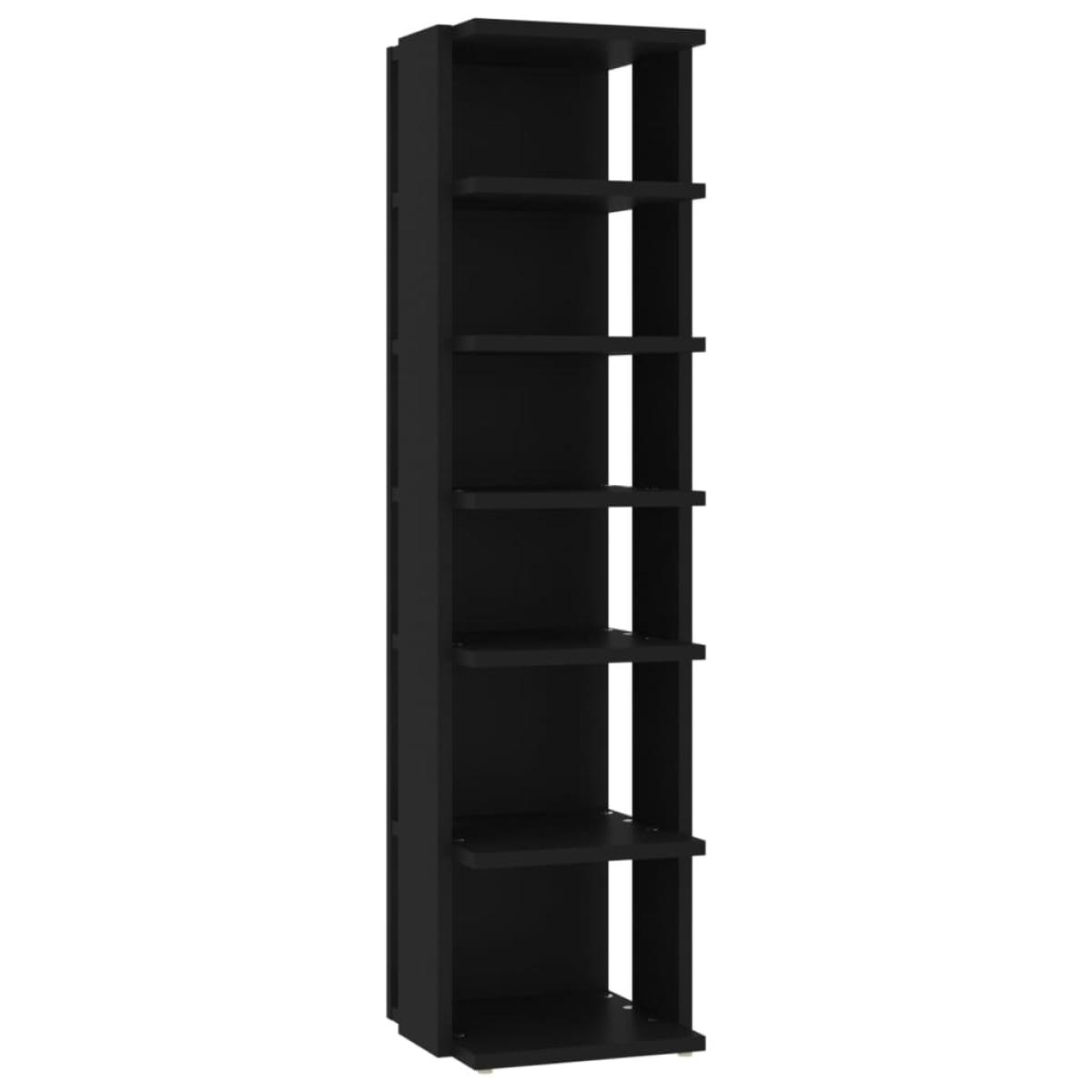 Mueble zapatero madera contrachapada negro 27,5x27x102 cm