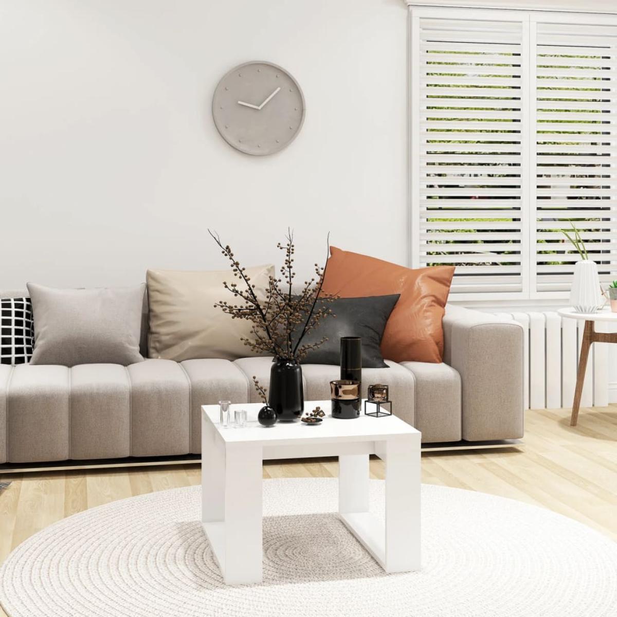 Mesa auxiliar de madera contrachapada blanco 50x50x35 cm