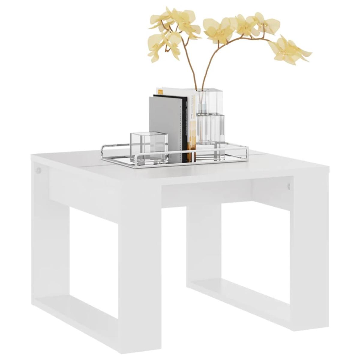 Mesa auxiliar de madera contrachapada blanco 50x50x35 cm