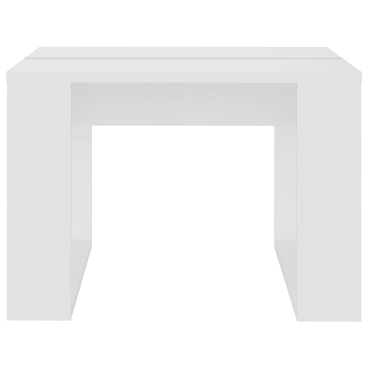 Mesa auxiliar de madera contrachapada blanco 50x50x35 cm
