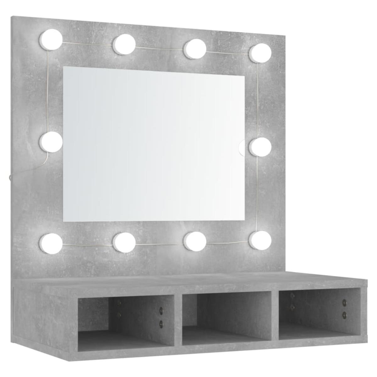 Mueble con espejo y LED color gris hormigón 60x31,5x62 cm