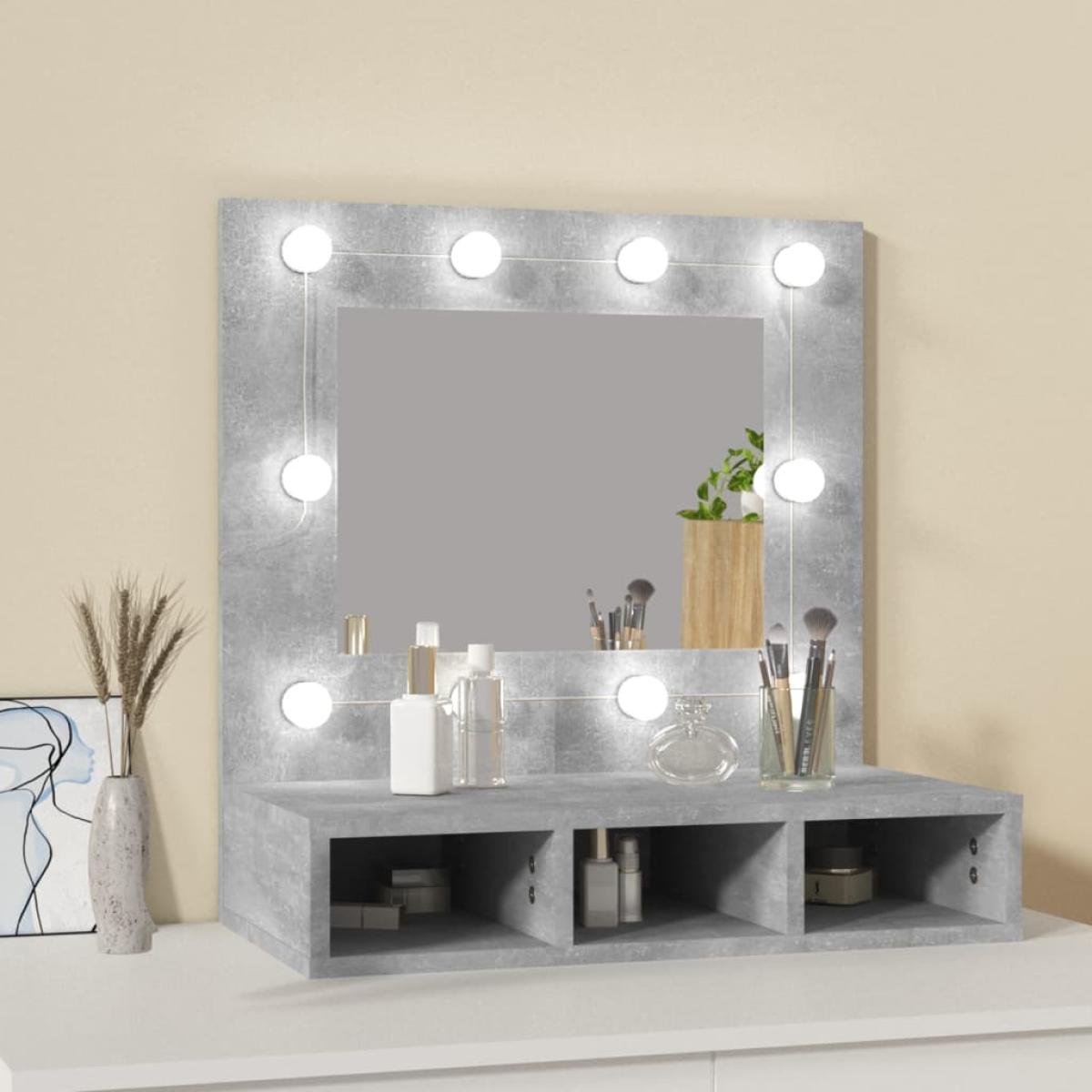 Mueble con espejo y LED color gris hormigón 60x31,5x62 cm