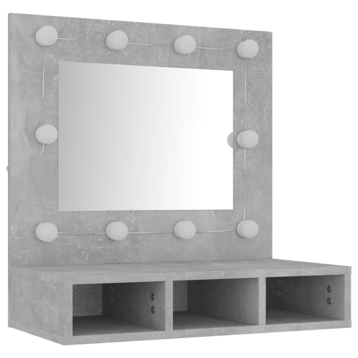 Mueble con espejo y LED color gris hormigón 60x31,5x62 cm