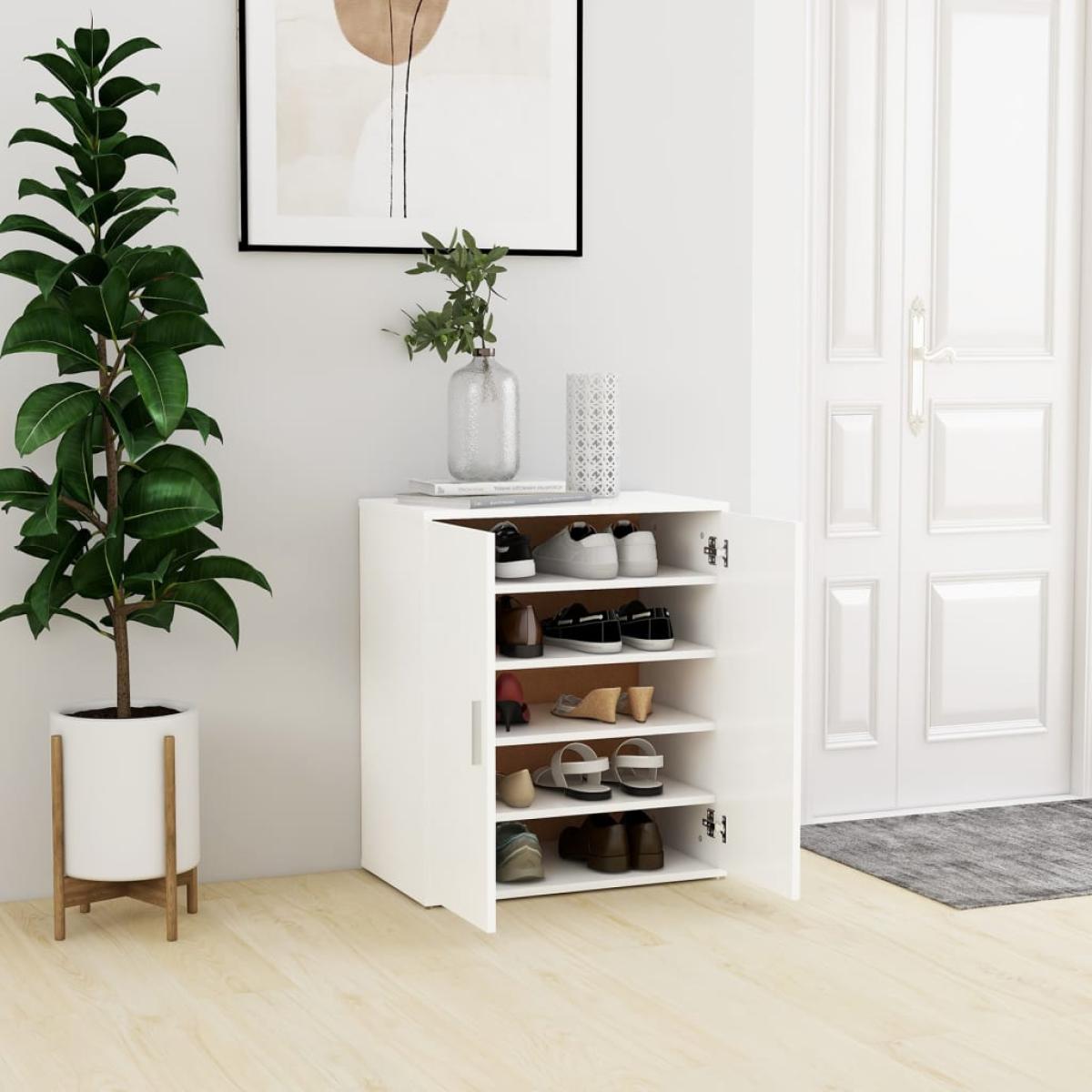 Mueble zapatero de aglomerado blanco 60x35x70 cm