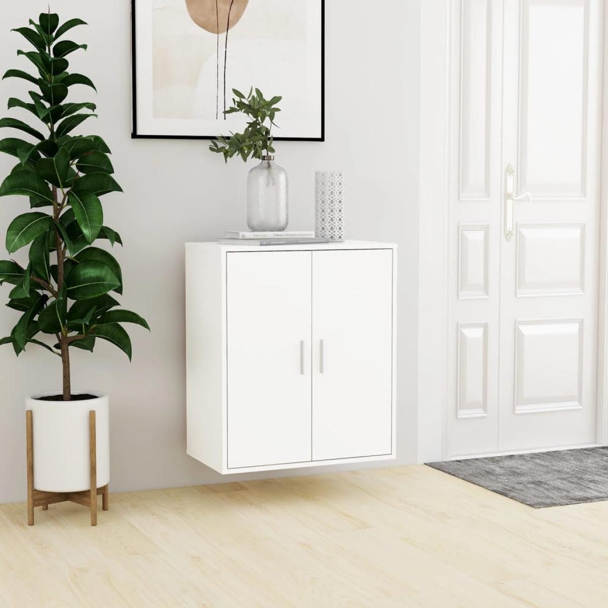 Mueble zapatero de aglomerado blanco 60x35x70 cm