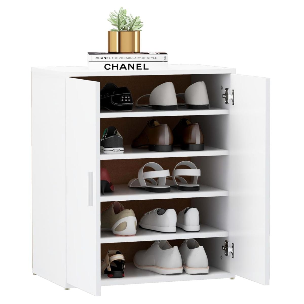 Mueble zapatero de aglomerado blanco 60x35x70 cm