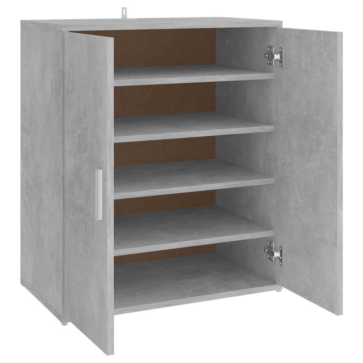 Mueble zapatero de aglomerado gris hormigón 60x35x70 cm