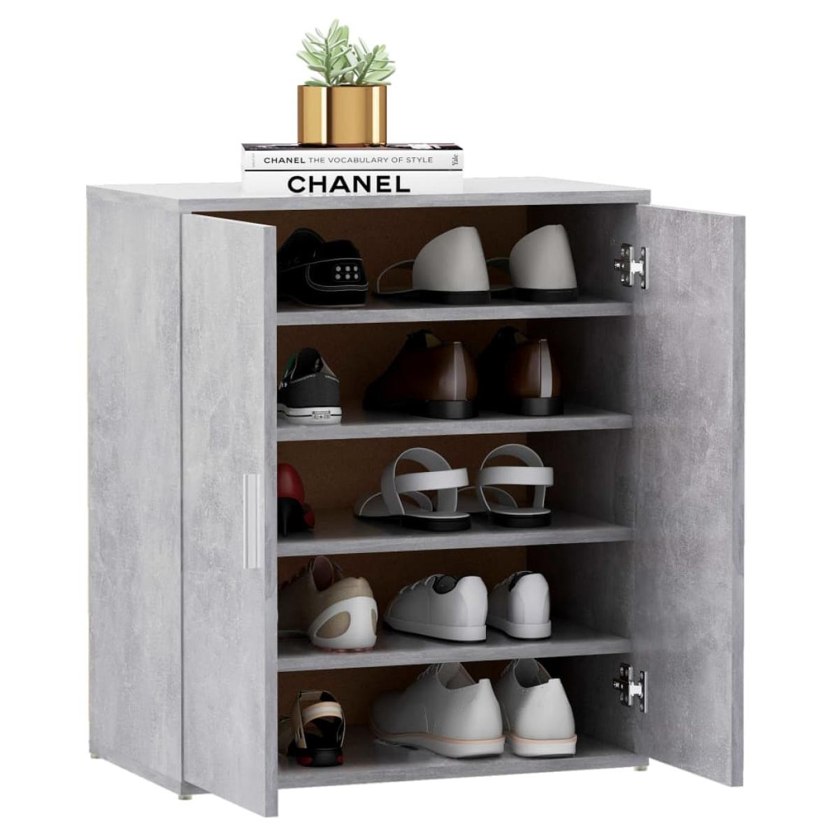 Mueble zapatero de aglomerado gris hormigón 60x35x70 cm
