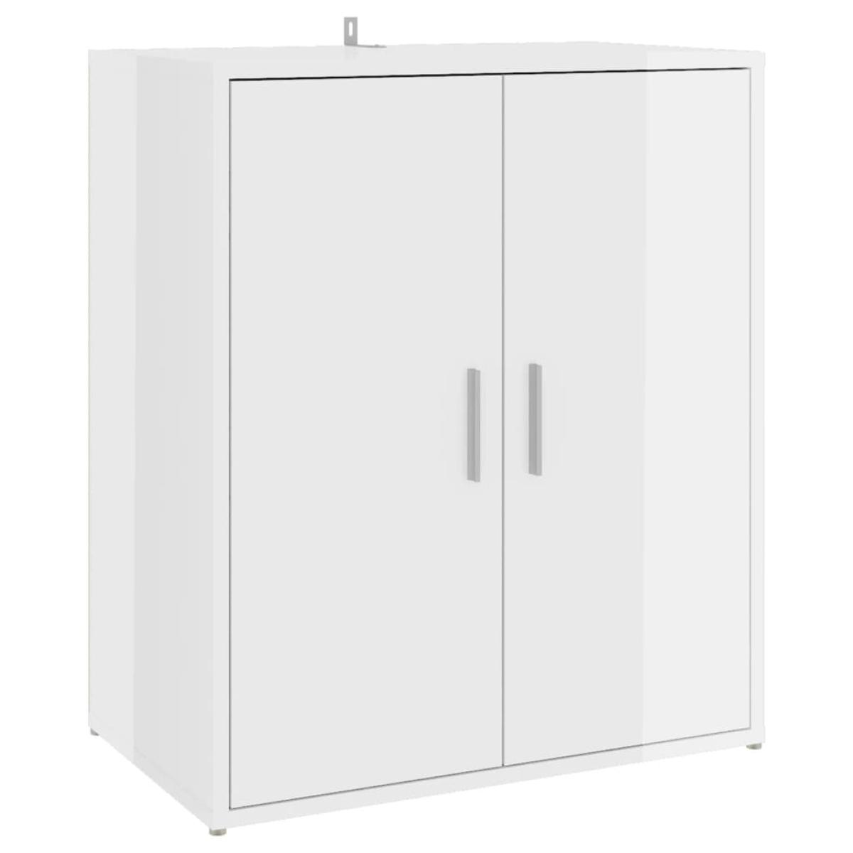 Mueble zapatero de aglomerado blanco brillante 60x35x70 cm