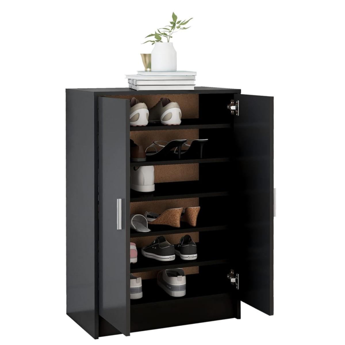 Mueble zapatero de aglomerado negro 60x35x92 cm