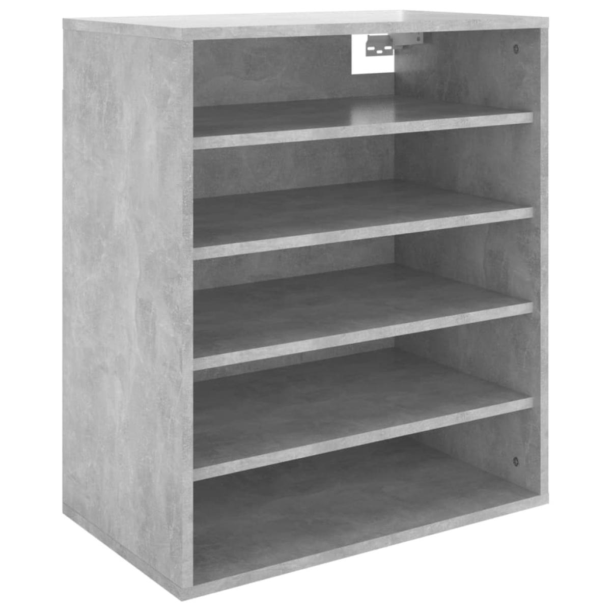 Mueble zapatero madera contrachapada gris hormigón 60x35x70 cm