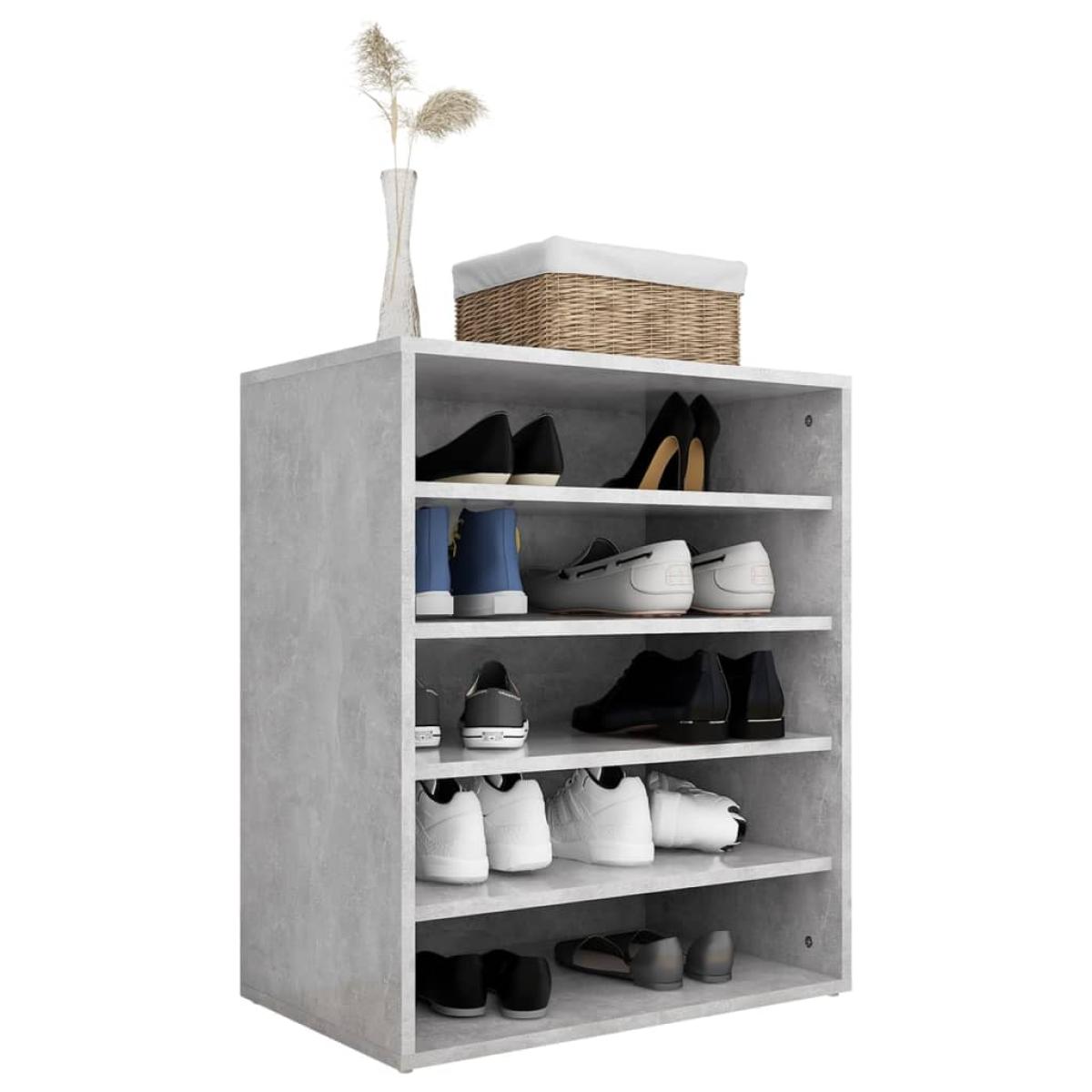 Mueble zapatero madera contrachapada gris hormigón 60x35x70 cm