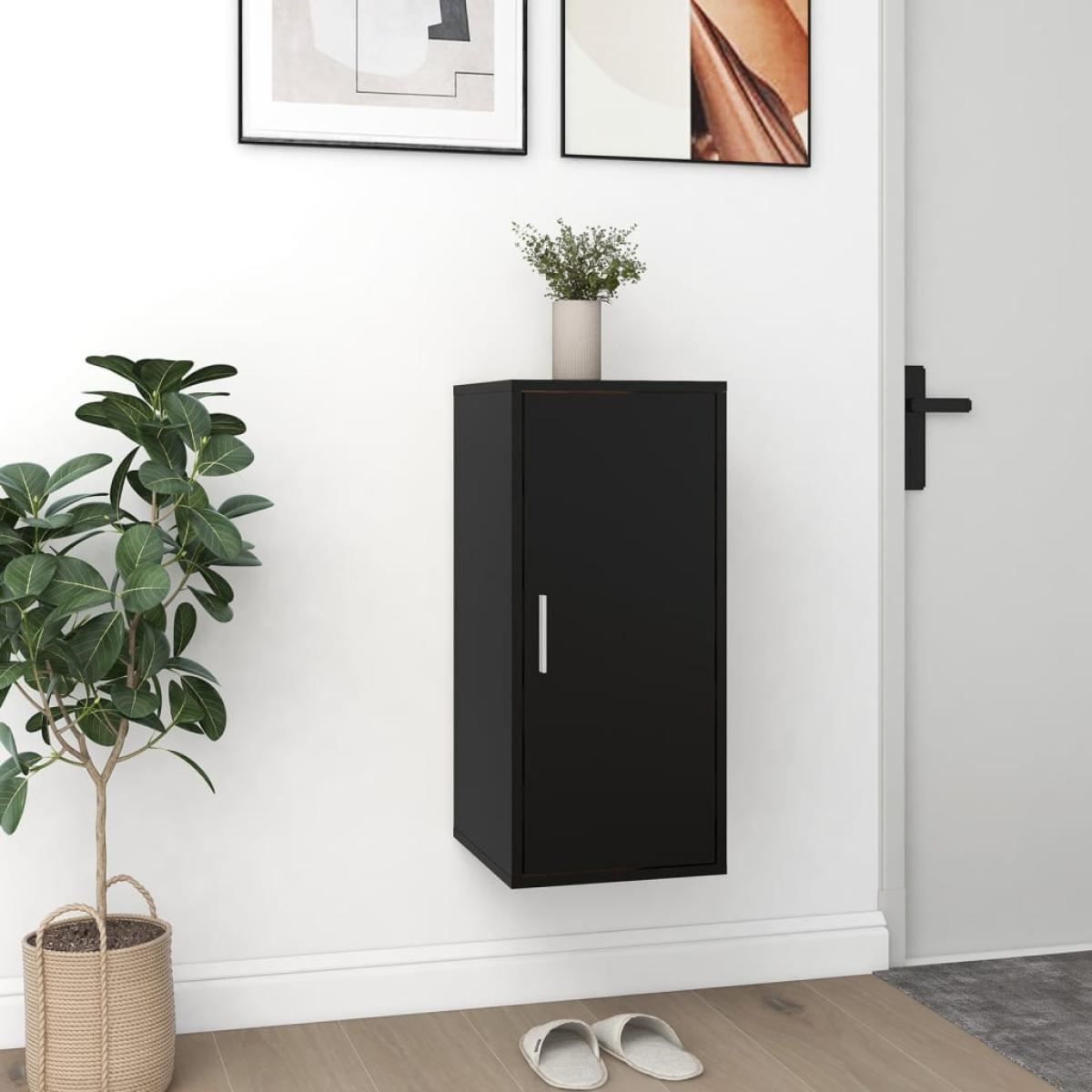 Mueble zapatero de madera contrachapada negro 32x35x70 cm